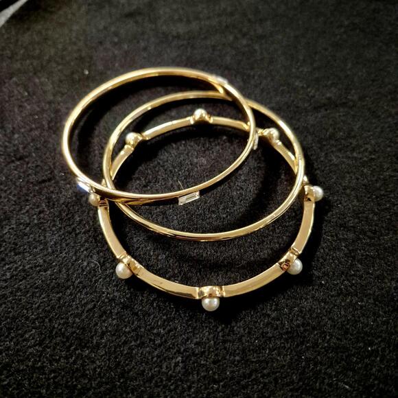 Anne Klein Gold-Tone 3-Pc Set Boxed Crystal Bangle Bracelets - Picture 2 of 2